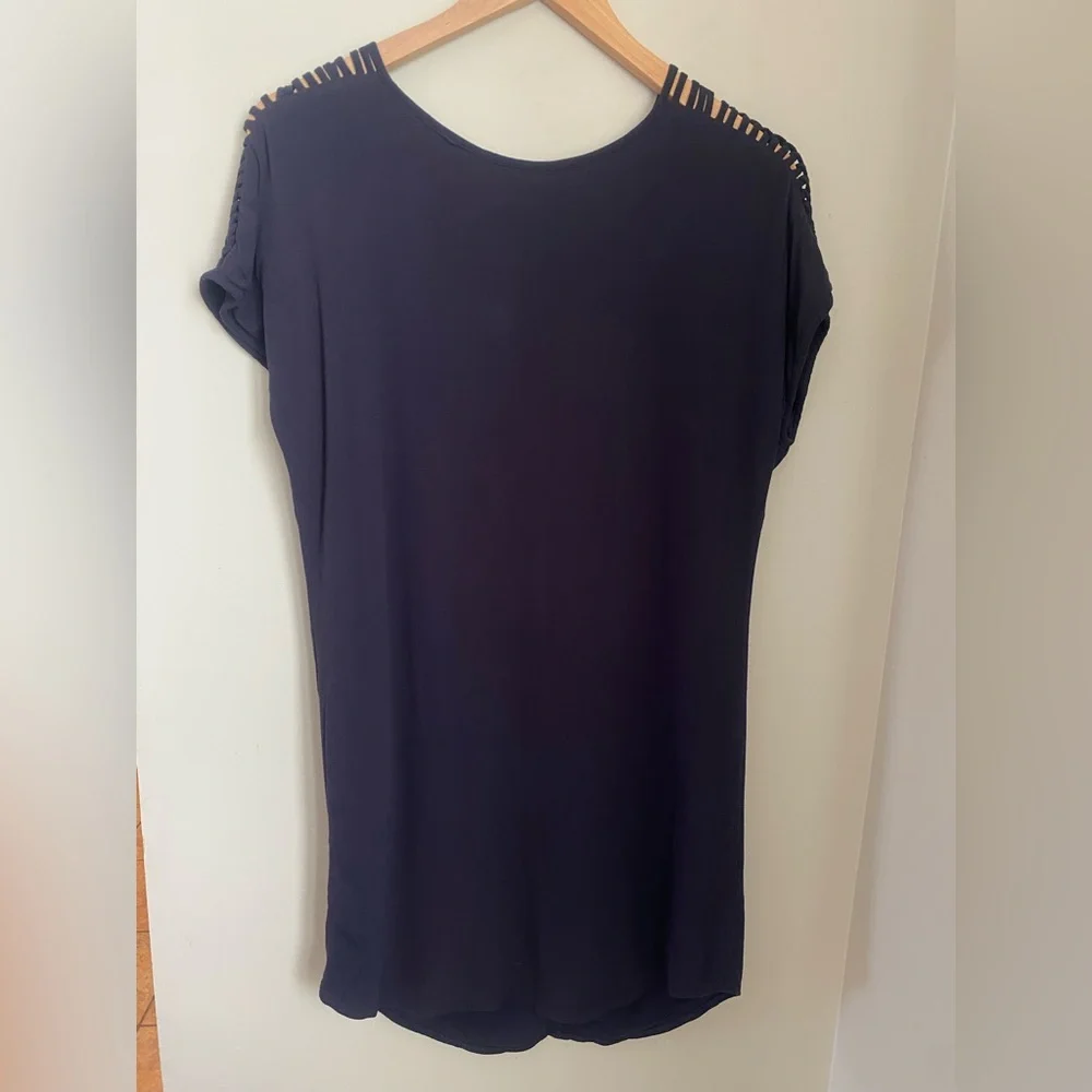 Gentle Fawn Navy Blue Braided Shoulder Slip Dress Size Small Coastal - Picture 8 of 11